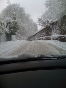 The view from the car when we slid our way into Haslemere.